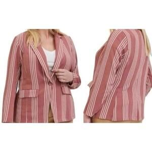 Torrid Lightweight Boyfriend Blazer‎ Womens Plus Size 4 4x Rose Pink Striped New